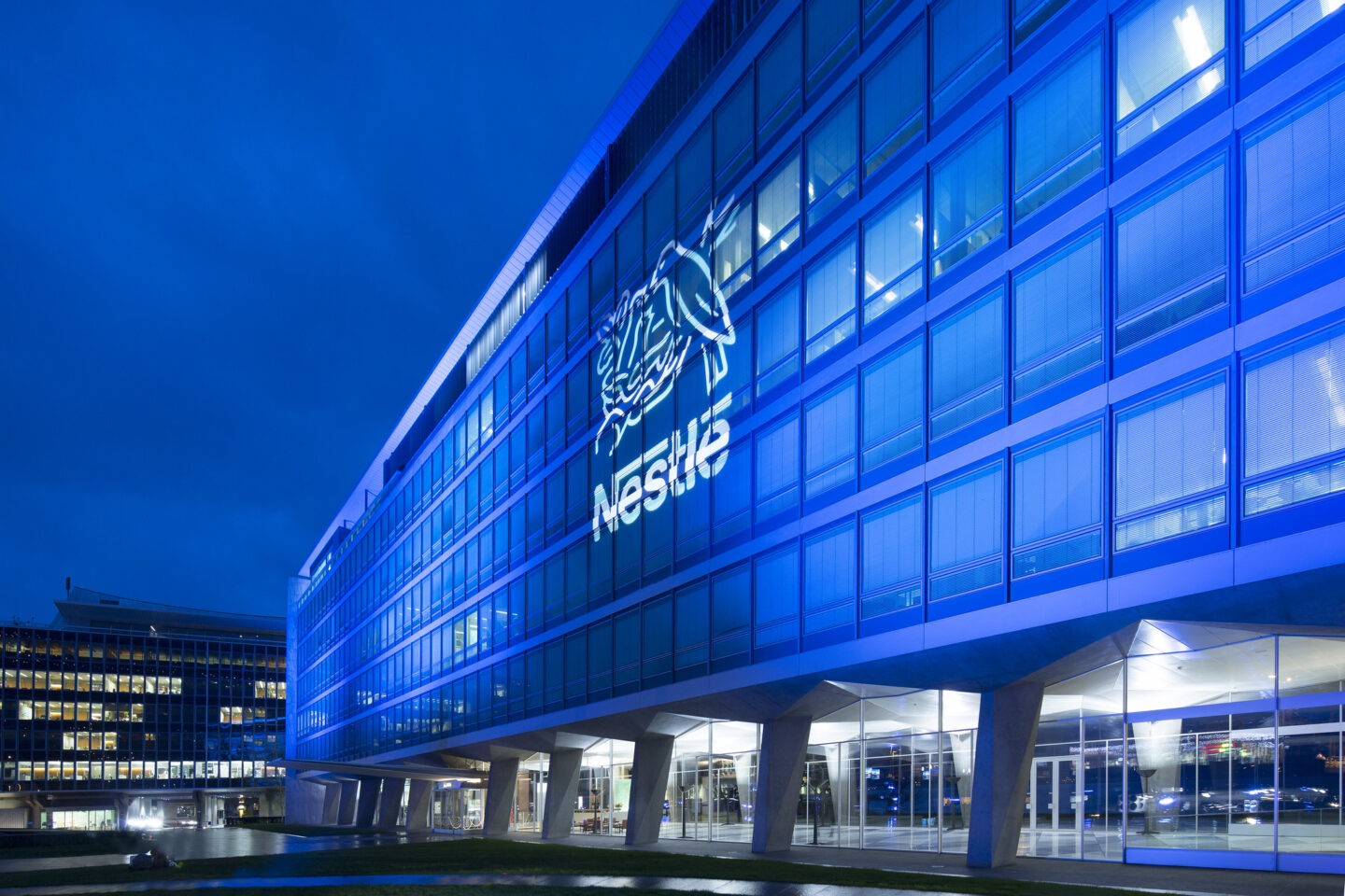 Nestlé Headquarter in Vevey at night